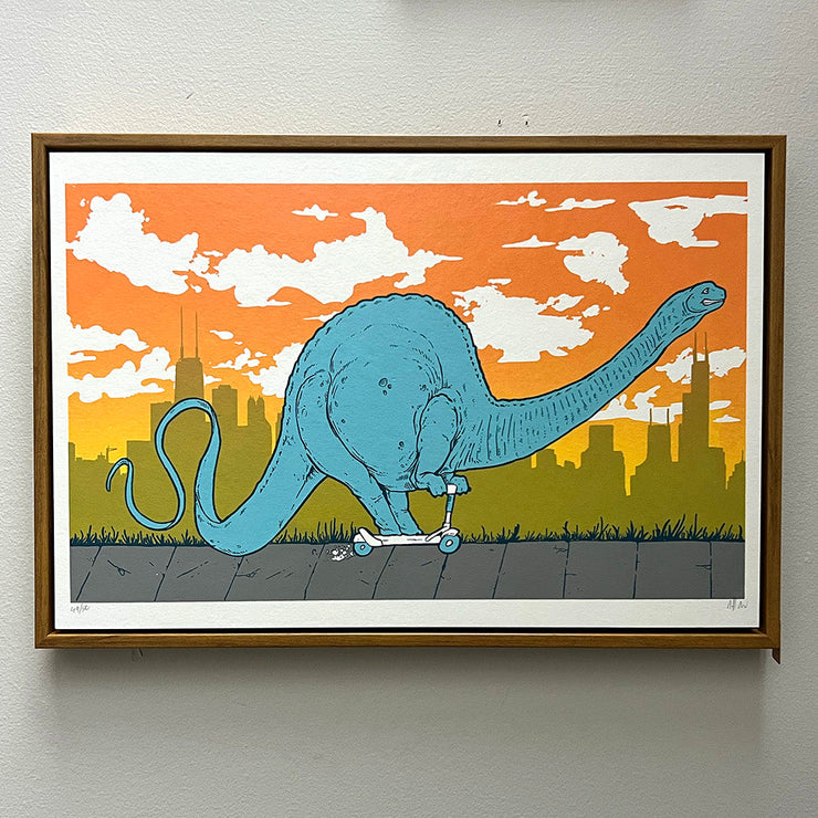 Framed Downtown Dino - Sunset
