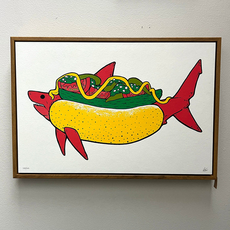 Framed Hot Dog Shark